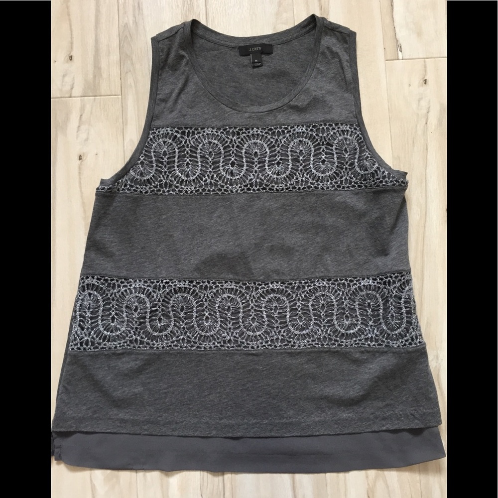 J.crew sleeveless cotton top with crochet detail